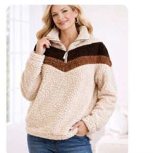 TXS Cozy Cream Sherpa Sweater Size S